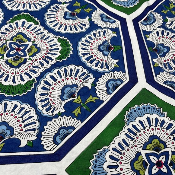 Pottery Barn Cotton Pillow Euro Sham 26x26 inch 66x66 cm Blue Green Floral - Picture 5 of 6